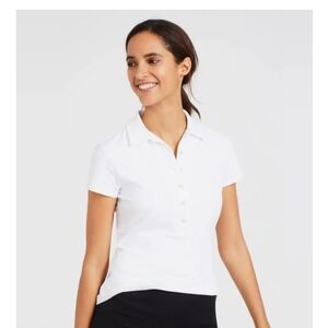 J. McLaughlin Womens Large Court Cap Sleeve Polo Shirt White Catalina Cloth
